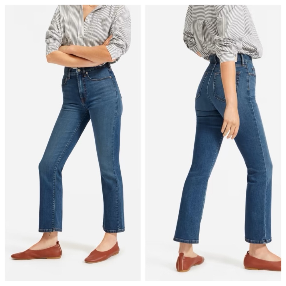 Everlane High-Rise Straight Crop Jeans - Medium Blue